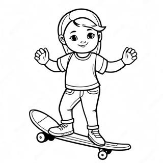 Cool Tomboy With Skateboard Coloring Page 68134-54622