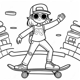 Cool Tomboy With Skateboard Coloring Page 68134-54623