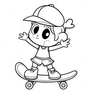 Cool Tomboy With Skateboard Coloring Page 68134-54624