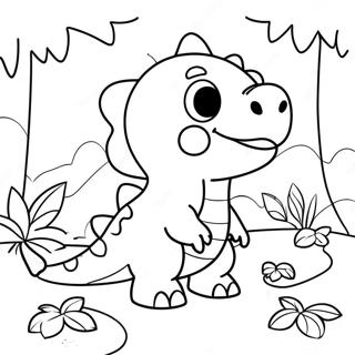 Cute Dino Piggy In A Jungle Coloring Page 68174-54657