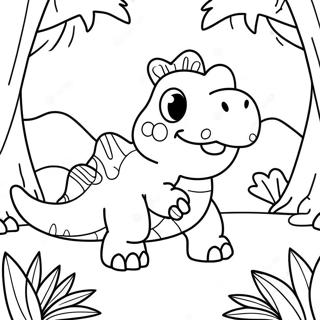 Cute Dino Piggy In A Jungle Coloring Page 68174-54659