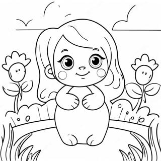 Cute Zoe In A Flower Garden Coloring Page 68184-54665