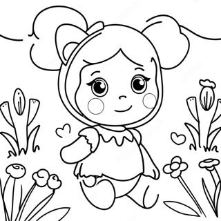 Cute Zoe In A Flower Garden Coloring Page 68184-54667