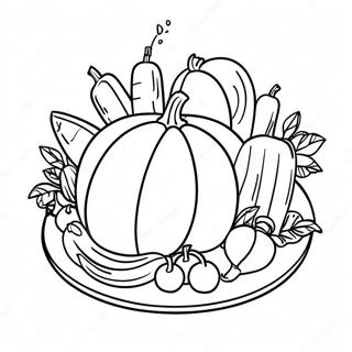 Thanksgiving Plate With Colorful Vegetables Coloring Page 68223-54694