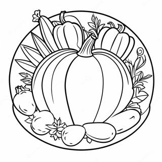 Thanksgiving Plate With Colorful Vegetables Coloring Page 68223-54695