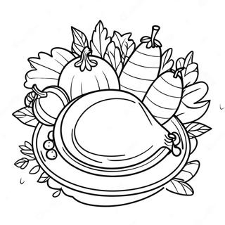 Thanksgiving Plate With Colorful Vegetables Coloring Page 68223-54696