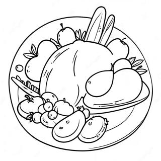 Thanksgiving Plate Overflowing With Food Coloring Page 68224-54698