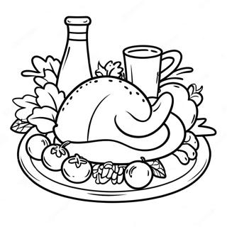 Thanksgiving Plate Overflowing With Food Coloring Page 68224-54700