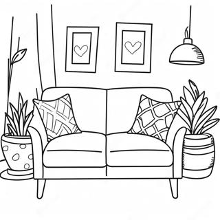 Cozy Couch With Pillows Coloring Page 68234-54705