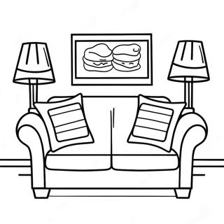 Cozy Couch With Pillows Coloring Page 68234-54706