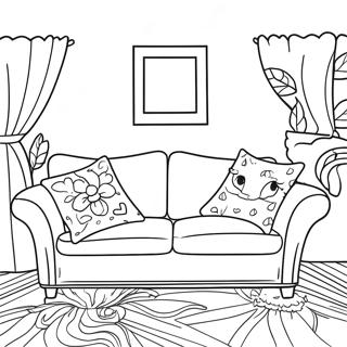 Cozy Couch With Pillows Coloring Page 68234-54707