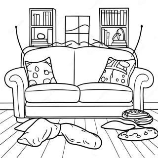 Cozy Couch With Pillows Coloring Page 68234-54708