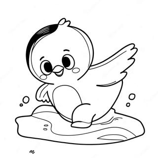 Cute Penguin Sliding On Ice Coloring Page 68304-54762