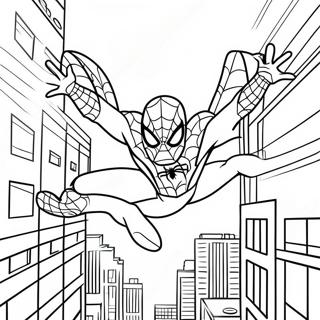 Spiderman Swinging Through The City Coloring Page 68374-54818