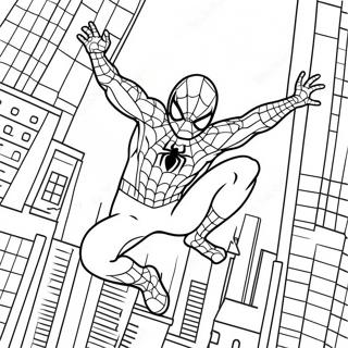 Spiderman Swinging Through The City Coloring Page 68374-54819