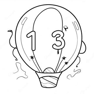 Happy 13th Birthday Balloon Coloring Page 68383-54822