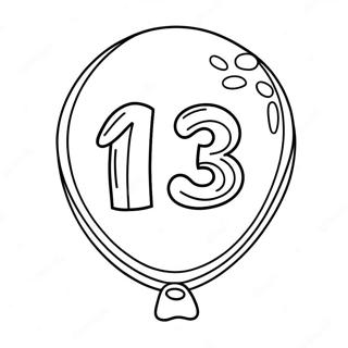 Happy 13th Birthday Balloon Coloring Page 68383-54823