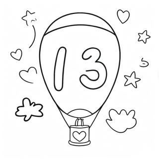 Happy 13th Birthday Balloon Coloring Page 68383-54824