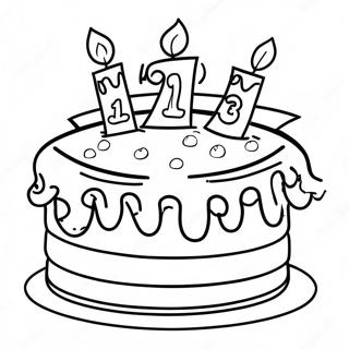 Fun Happy 13th Birthday Cake Coloring Page 68384-54828