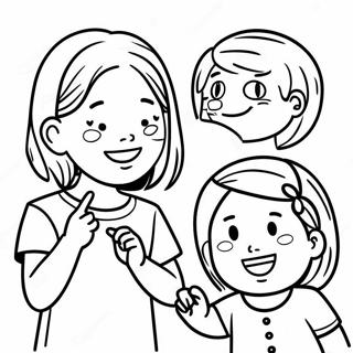 Happy Children Using Sign Language Coloring Page 68434-54867