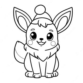 Cute Eevee In Santa Hat Coloring Page 68464-54889