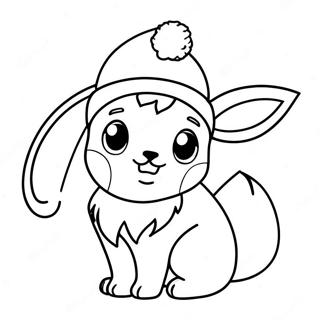 Cute Eevee In Santa Hat Coloring Page 68464-54890