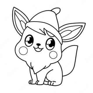 Cute Eevee In Santa Hat Coloring Page 68464-54891