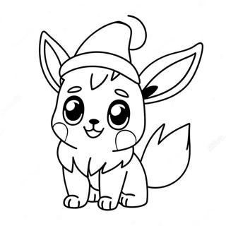 Cute Eevee In Santa Hat Coloring Page 68464-54892