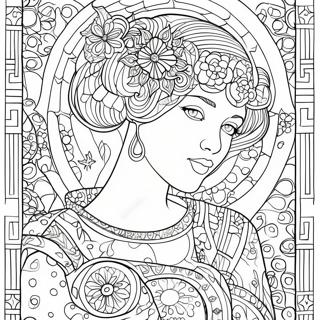 Klimt Art Nouveau Coloring Page 68473-54896