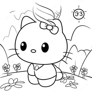 Cute Hello Kitty Exploring Coloring Page 6847-5577