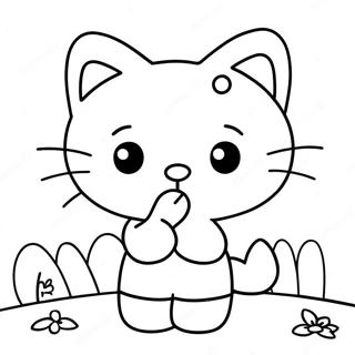 Cute Hello Kitty Exploring Coloring Page 6847-5579