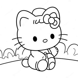 Cute Hello Kitty Exploring Coloring Page 6847-5580