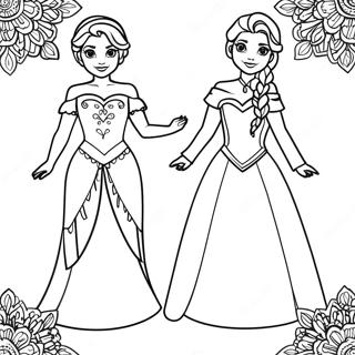 Elsa And Anna Paper Dolls Coloring Pages