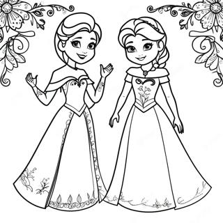 Elsa And Anna Paper Dolls Coloring Page 68543-54950