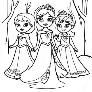 Frozen Princesses In Winter Wonderland Coloring Page 68544-54955