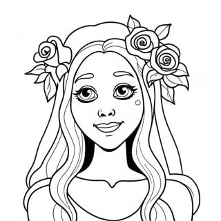 Eerie Corpse Bride With Flowers Coloring Page 6857-5581