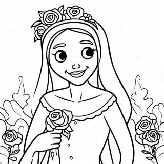 Eerie Corpse Bride With Flowers Coloring Page 6857-5582