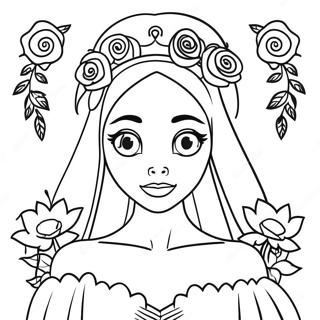 Eerie Corpse Bride With Flowers Coloring Page 6857-5583