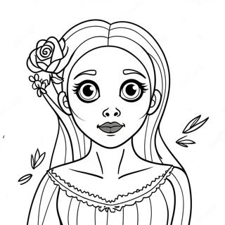 Eerie Corpse Bride With Flowers Coloring Page 6857-5584