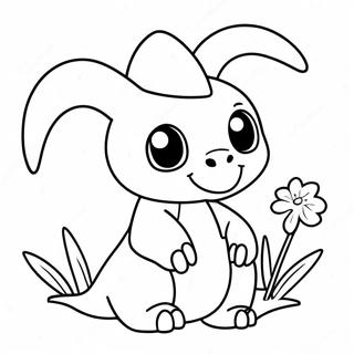 Cute Cubone With A Flower Coloring Page 68584-54985