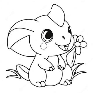 Cute Cubone With A Flower Coloring Page 68584-54987