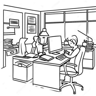 Busy Office Scene Coloring Page 68754-55120