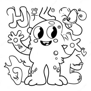 Colorful Monster Letters Coloring Page 68764-55131