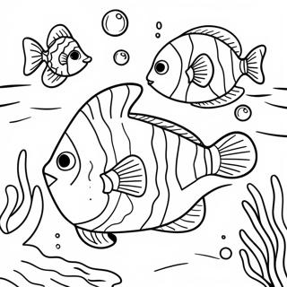 Colorful Tropical Fish Swimming In Coral Reef Coloring Page 68794-55151