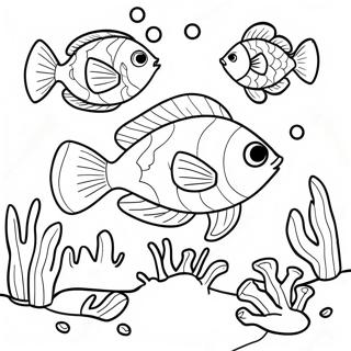 Colorful Tropical Fish Swimming In Coral Reef Coloring Page 68794-55152