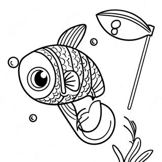 Colorful Fishing Pole With Bait Coloring Page 68964-55289