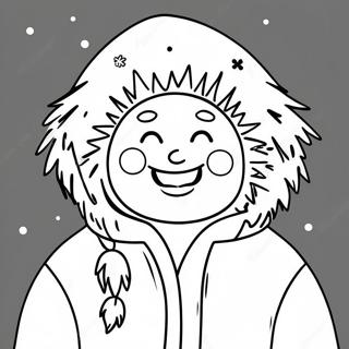 Happy Eskimo With Snowflakes Coloring Page 68974-55294