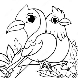 Elegant Tropical Birds Coloring Page 69024-55328