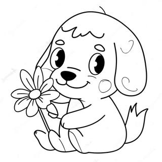 Cute Maggie With A Flower Coloring Page 69064-55361