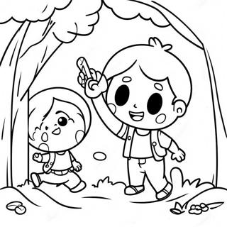 Playful Kids Playing Hide And Seek Coloring Page 69144-55430